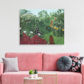 Tropisch bos met apen en slangen (Rousseau) Canvas Afdruk (Insitu (Woonkamer))