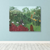 Tropisch bos met apen en slangen (Rousseau) Canvas Afdruk (Insitu (Houten vloer))