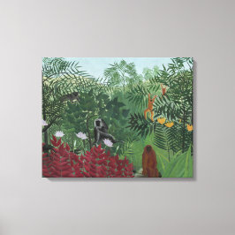 Tropisch bos met apen en slangen (Rousseau) Canvas Afdruk
