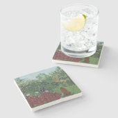 Tropisch bos met apen en slangen (Rousseau) Stenen Onderzetter (Zijkant)