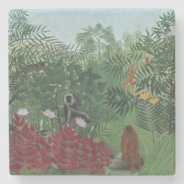 Tropisch bos met apen en slangen (Rousseau) Stenen Onderzetter