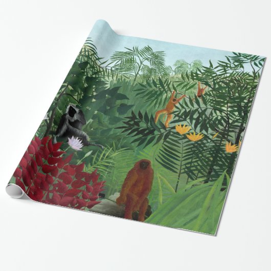 Tropisch bos met apen Rousseau Fine Art Cadeaupapier (Uitgerold)