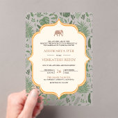 Tropisch Bos Olifant Indiase bruiloft Acryl Uitnodigingen (Insitu (Draagbaar))