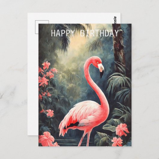 Tropisch bos Roze Flamingo  Briefkaart (Voorkant / Achterkant)