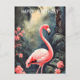 Tropisch bos Roze Flamingo  Briefkaart