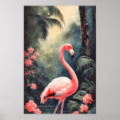 Tropisch bos Roze Flamingo  Poster (Voorkant)