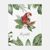 Tropisch bos Scarlet Macaw Persoonlijke naam Fleece Deken (Voorkant)
