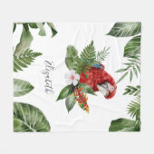 Tropisch bos Scarlet Macaw Persoonlijke naam Fleece Deken (Voorkant (Horizontaal))