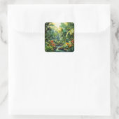 Tropisch bos vierkante sticker (Tas)