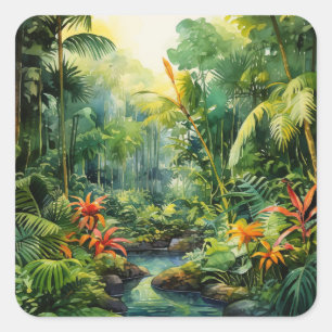 Tropisch bos vierkante sticker