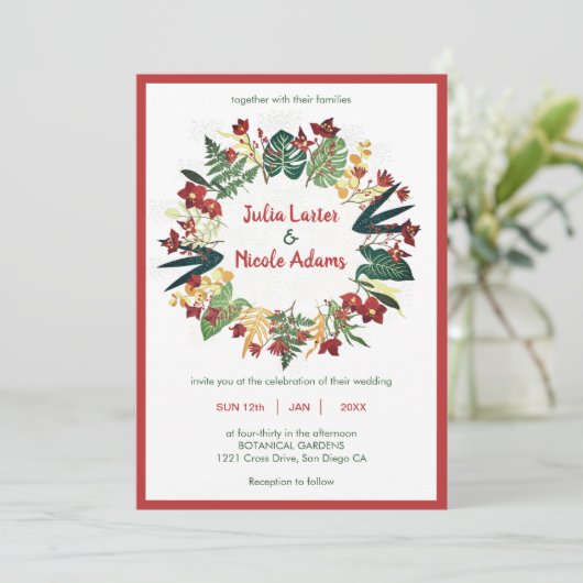 Tropisch bos Wilde Winter Sinaasappel Bloemen Brui Kaart (Staand voorkant)