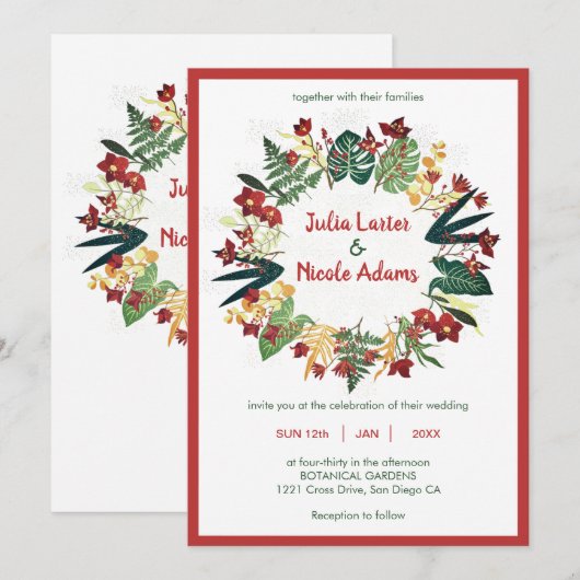 Tropisch bos Wilde Winter Sinaasappel Bloemen Brui Kaart (Voorkant / Achterkant)