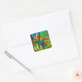 tropisch boslandschap vierkante sticker (Envelop)