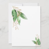 Tropisch botanisch bladframe en gouden babyshower kaart (Achterkant)