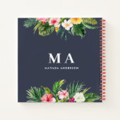 Tropisch botanisch blauw blauw blauw blauw blauw m notitieboek (Achterkant)