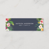 Tropisch botanisch bloemblauw modern folium mini visitekaartje (Voorkant)