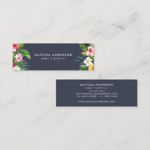 Tropisch botanisch bloemblauw modern folium mini visitekaartje