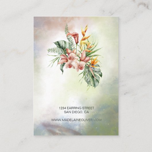 Tropisch Botanisch Bloemen Ketting Display Visitekaartje (Achterkant)