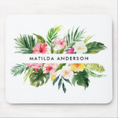 Tropisch botanisch bloemgroen modern blad muismat (Voorkant)