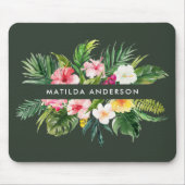 Tropisch botanisch bloemgroen modern blad muismat (Voorkant)