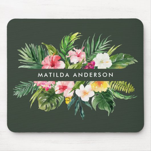 Tropisch botanisch bloemgroen modern blad muismat (Voorkant)