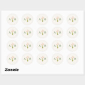 Tropisch botanisch bloemig huwelijksmonogram ronde sticker (Vel)