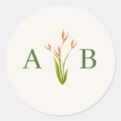Tropisch botanisch bloemig huwelijksmonogram ronde sticker (Voorkant)