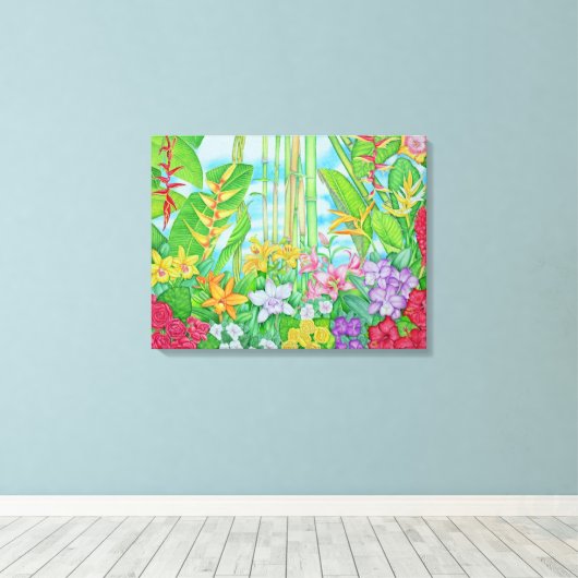 Tropisch botanisch canvas afdruk (Insitu (Houten vloer))