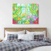 Tropisch botanisch canvas afdruk (Insitu (Slaapkamer))