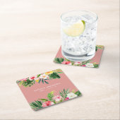 Tropisch botanisch floraalroze modern blad kartonnen onderzetters (Insitu)