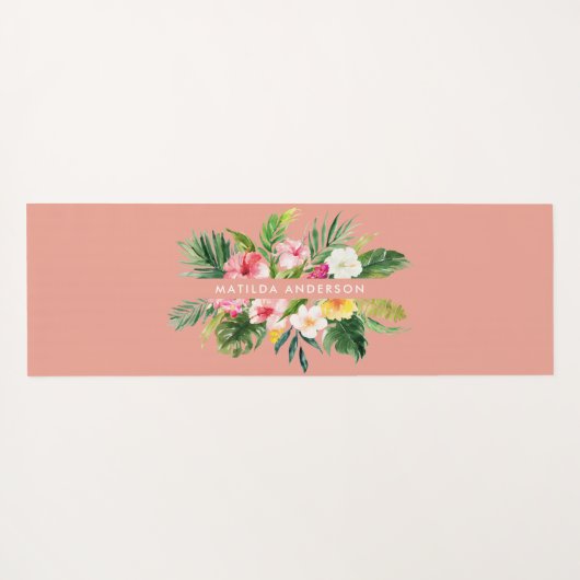 Tropisch botanisch floraalroze modern blad yogamat (Achterkant (horizontaal))