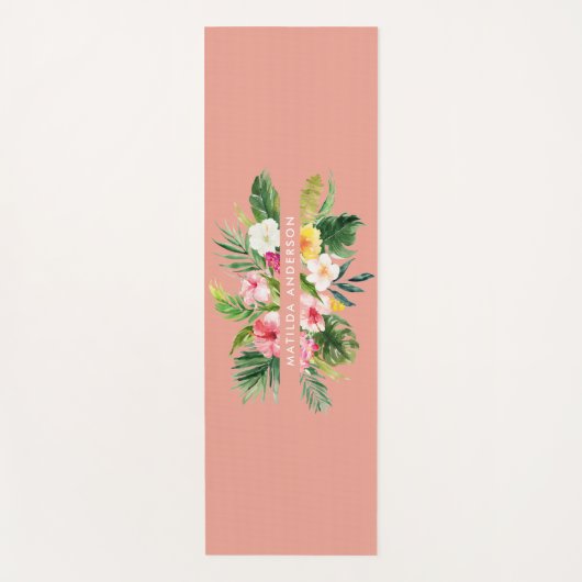 Tropisch botanisch floraalroze modern blad yogamat (Voorkant)