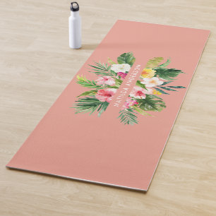 Tropisch botanisch floraalroze modern blad yogamat