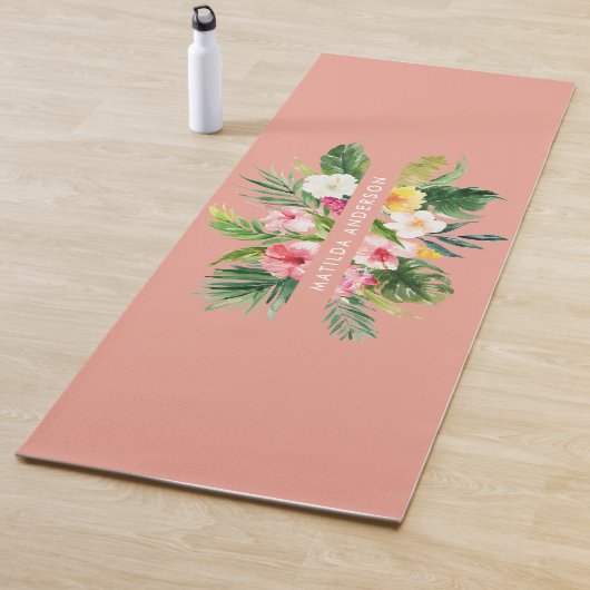 Tropisch botanisch floraalroze modern blad yogamat (In situ)