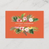 Tropisch botanisch floreel oranje modern blad visitekaartje (Voorkant)