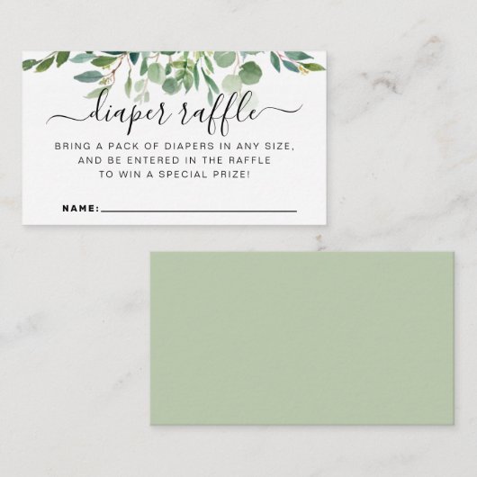 Tropisch Botanisch Groen Bladeren Luier Raffle Informatiekaartje (Voorkant / Achterkant)