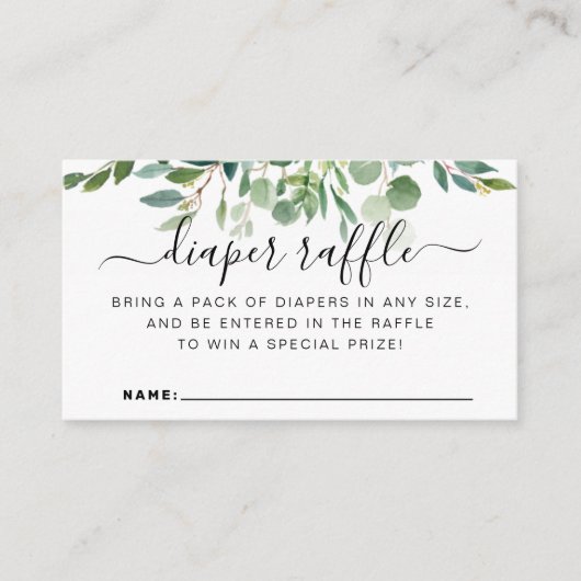 Tropisch Botanisch Groen Bladeren Luier Raffle Informatiekaartje (Voorkant)