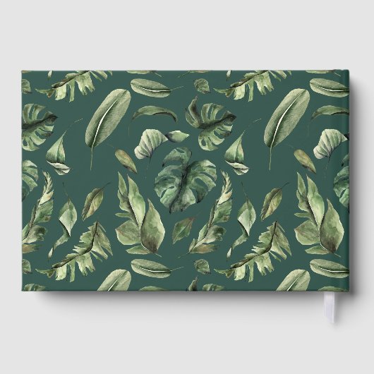Tropisch botanisch groen huwelijk gastenboek (Achterkant)