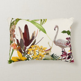 Tropisch botanisch landschap met flamingo. accent kussen