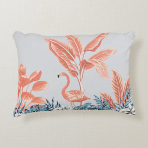 Tropisch  botanisch landschap, roze palm t la accent kussen