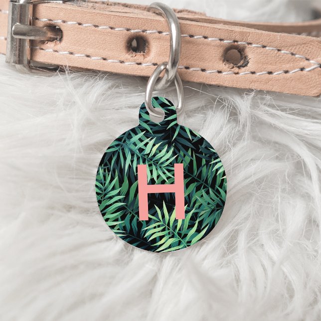 Tropisch botanisch monogram huisdierpenning (Creator heeft geüpload)