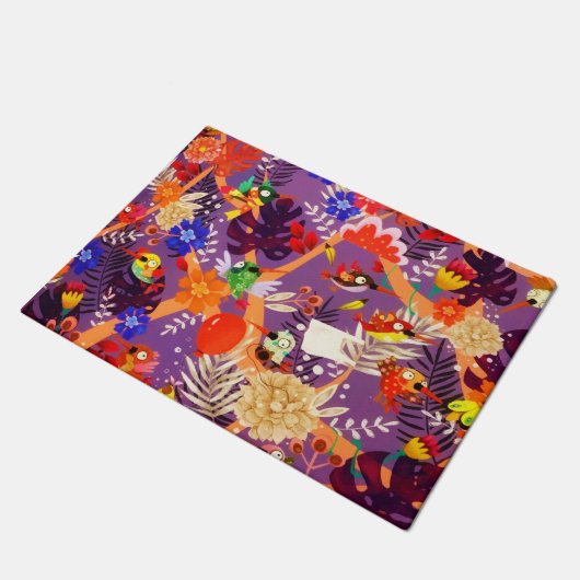 Tropisch botanisch Oerwoud Vogelbloemen Paradise Deurmat (Schuin)