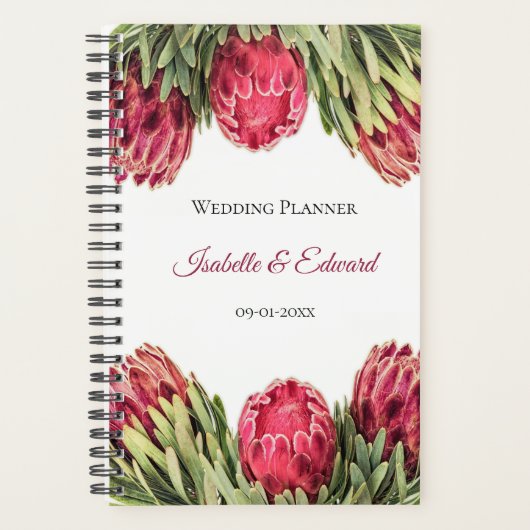 Tropisch botanisch roze protea - plan voor het huw planner (Voorkant)