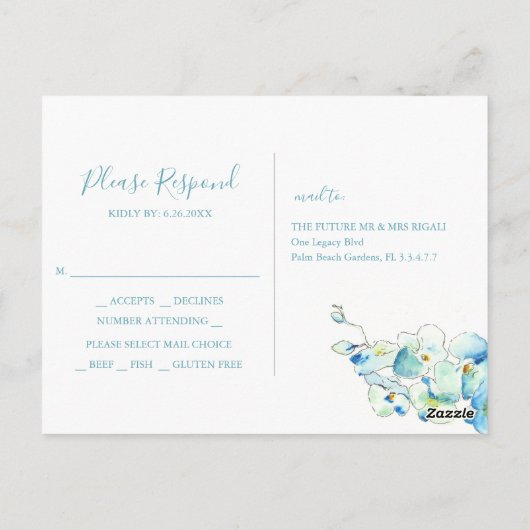 Tropisch botanisch RSVP-Briefkaart met keuze uit m Briefkaart (Achterkant)