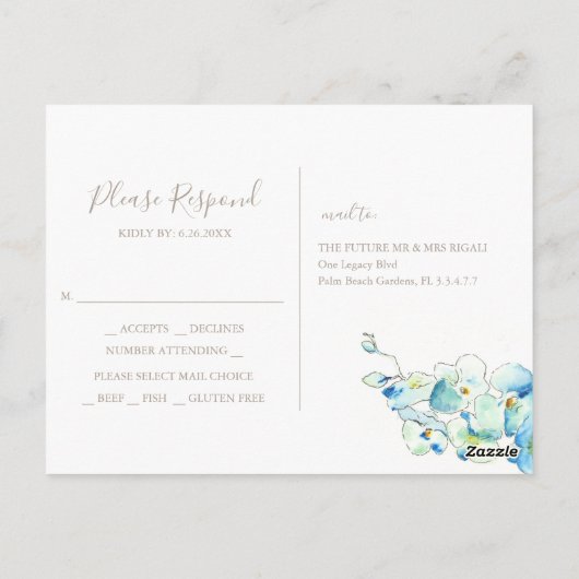 Tropisch botanisch RSVP-Briefkaart met keuze uit m Briefkaart (Achterkant)