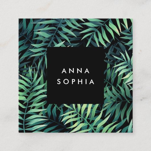 Tropisch botanisch vierkante visitekaartje (Voorkant)