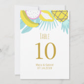 Tropisch botanisch zomerse bruiloft tafelnummer (Achterkant)