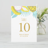 Tropisch botanisch zomerstrand Bruidstafel Nummer Kaart (Staand voorkant)