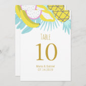 Tropisch botanisch zomerstrand Bruidstafel Nummer Kaart (Voorkant / Achterkant)