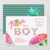 Tropisch BOY Baby shower nodigt ALOHA Watermelon u Kaart (Voorkant / Achterkant)